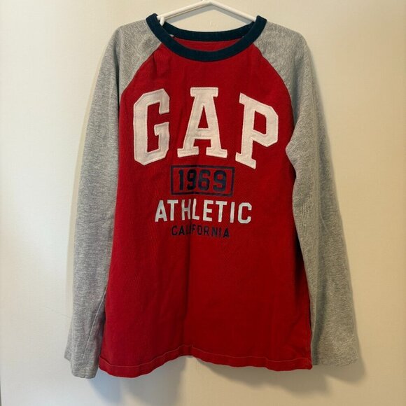 GAP Kids Long Sleeve Shirts Boys Red / Grey Size XL - Picture 1 of 4